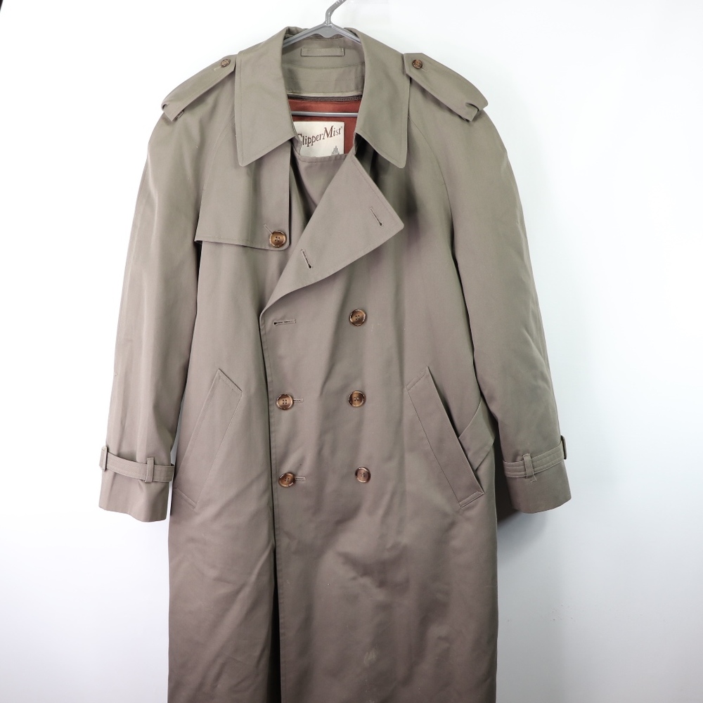Vintage 80s Clipper Mist Mens 40 Short Trench Coat